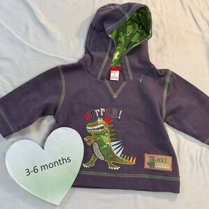 Next - NWOT - Kids Dinosaur Hoodie - Dark Gray and Green